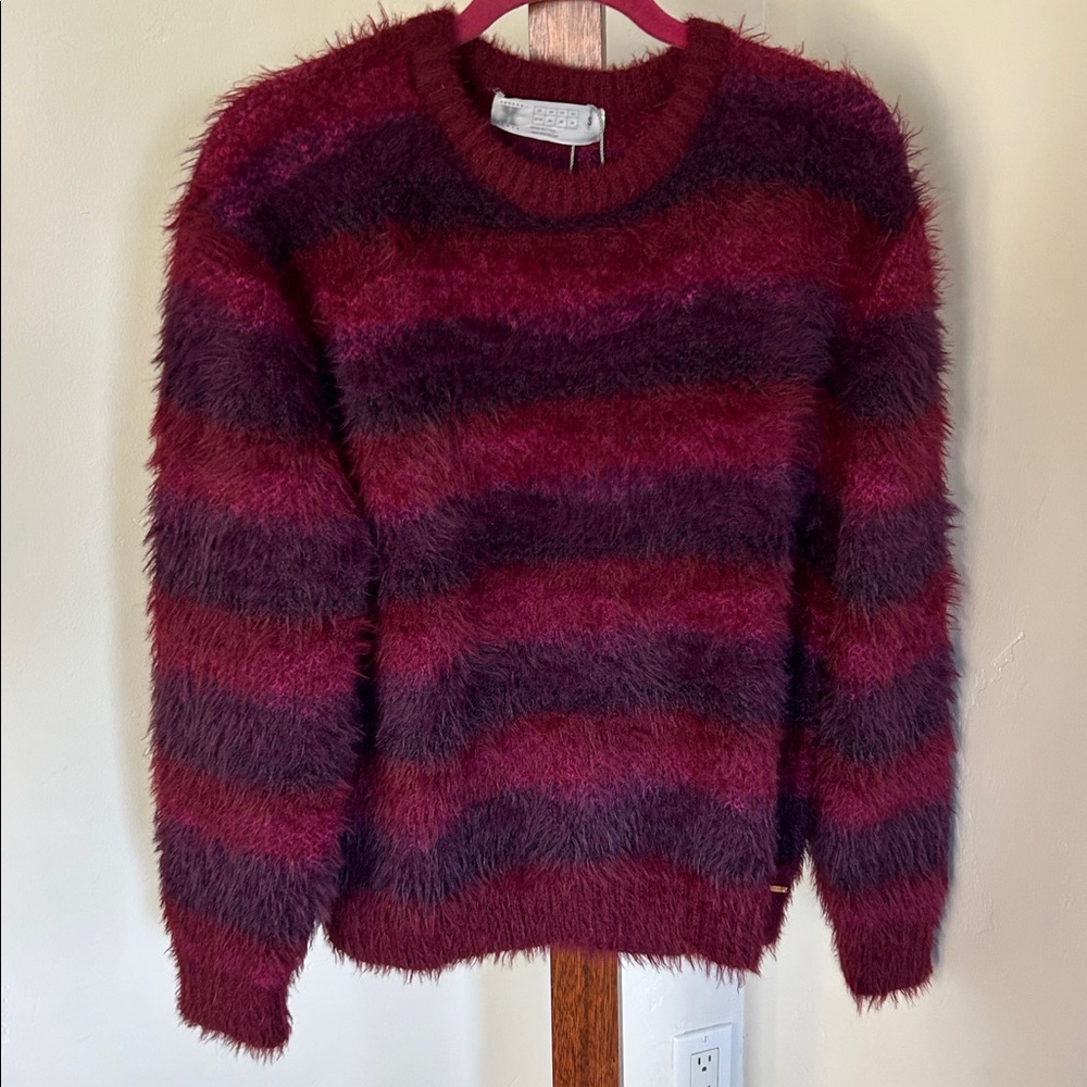 NWOT Savage X Fenty Too‎ Plush Crewneck Pullover Sweater Burgundy/Purple Women S